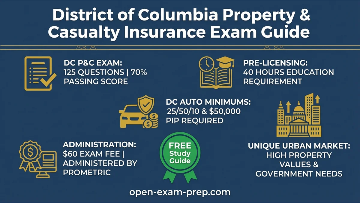 DC P&C Insurance Exam 2026: 125 questions, 70% pass, $60 fee, 40-hour course