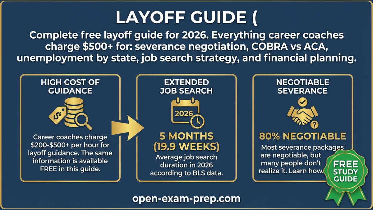 Layoff Guide 2026: 5-month job search, 80% severance negotiable, coaches charge $200-$500/hour.