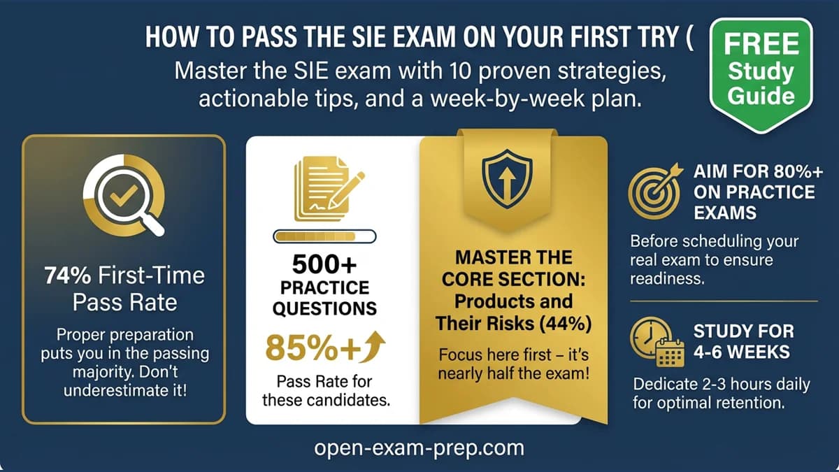 SIE Exam 2026: 74% pass rate, 500+ practice questions, master Products/Risks first