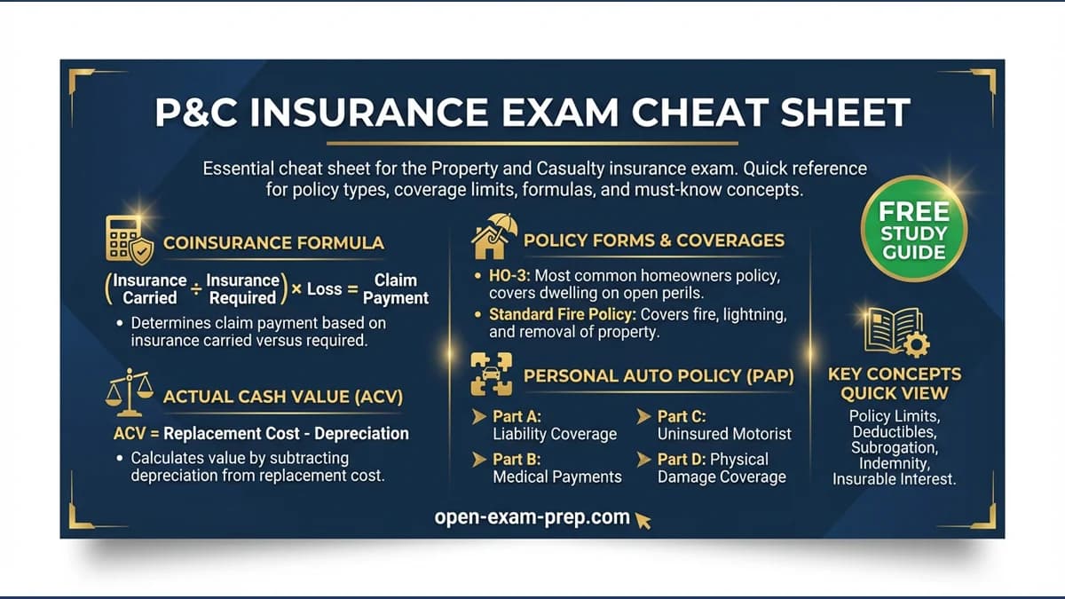 P&C Insurance Exam 2026: ACV, HO-3, Coinsurance Formula