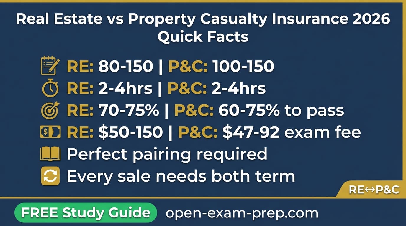 Real Estate vs Property Casualty 2026: Real estate sells homes, P&C insures them - perfect pairing every sale needs both
