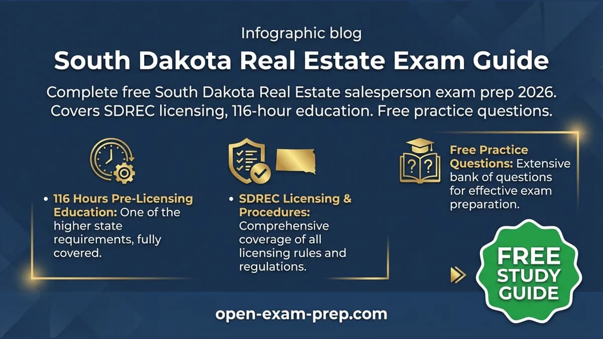 South Dakota Real Estate Exam 2026: 116 hours education, 162 questions, scaled 75 passing score