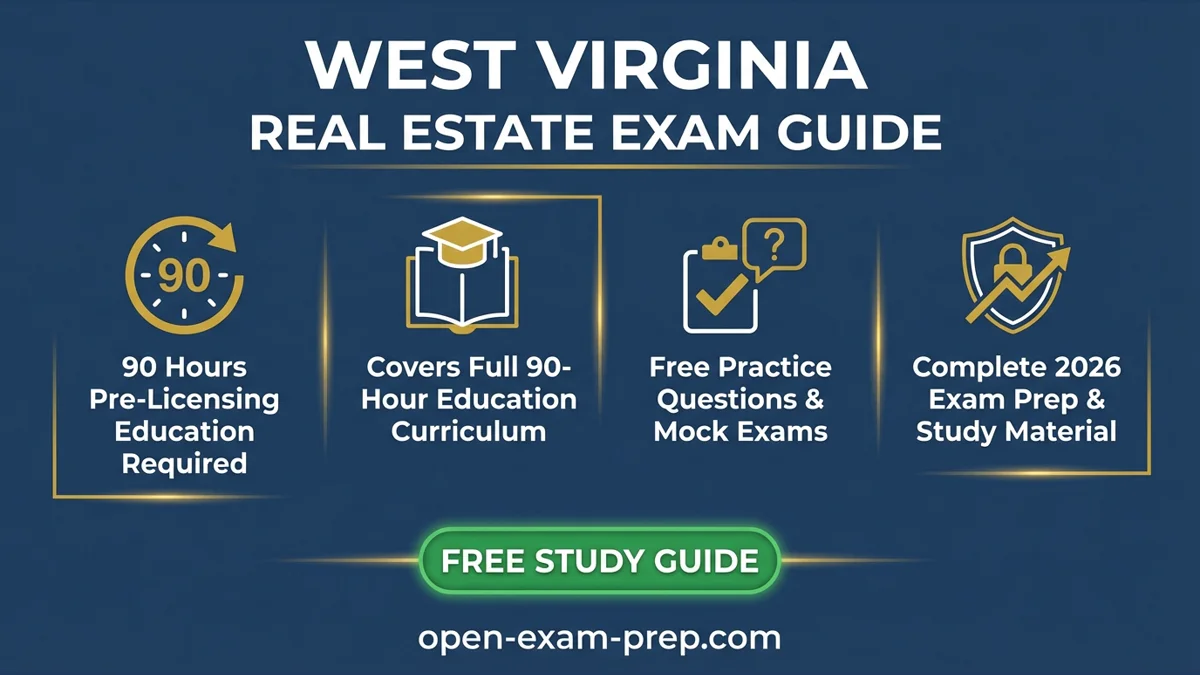West Virginia Real Estate Exam 2026: 150 questions, 70%/75% passing scores, 90 hours education