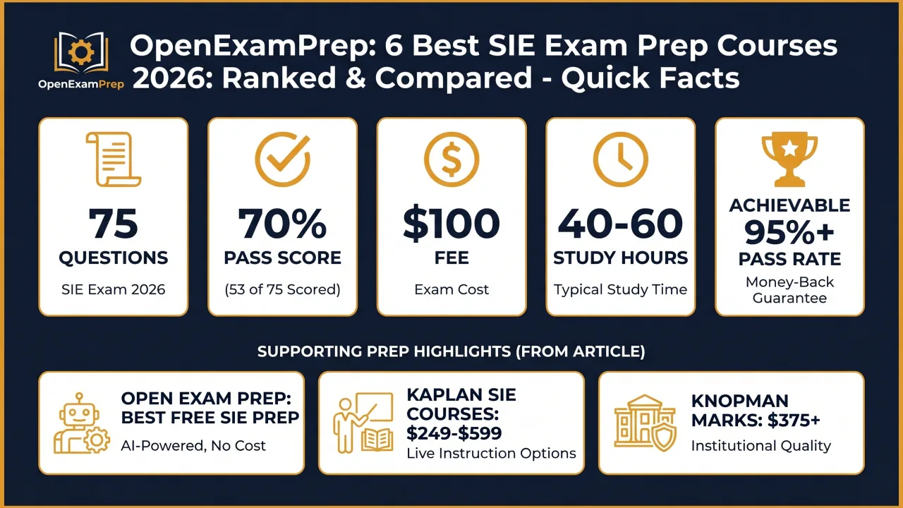 SIE exam 2026: 75 questions, 70% pass, $100 fee, 40-60 study hours, Achievable 95%+ pass rate
