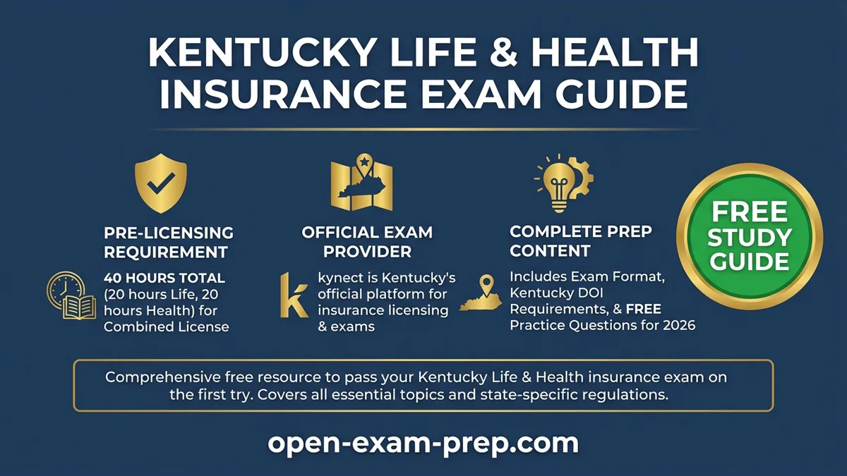 Kentucky Life & Health Exam 2026: 40-hr pre-license, kynect exchange, 24-hr CE every 2 years