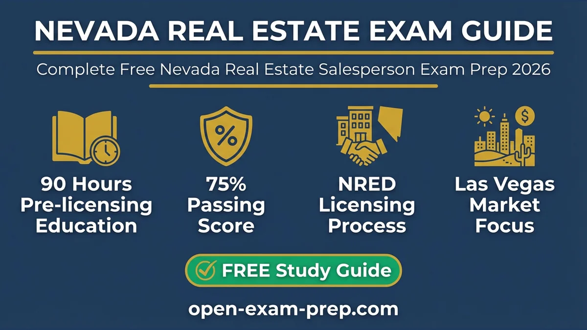 Nevada Real Estate Exam 2026: 120 questions, 75% passing score, 120 hours education