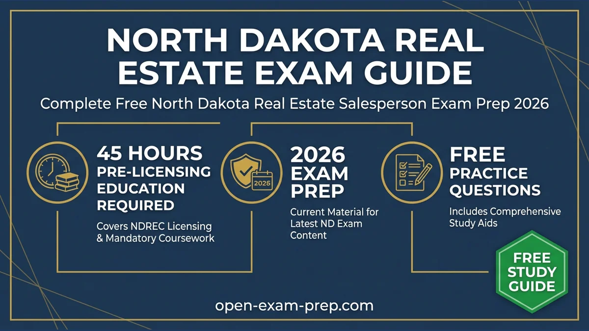 North Dakota Real Estate Exam 2026: 140 questions, 70%/75% passing scores, 90 hours pre-license education, PSI testing
