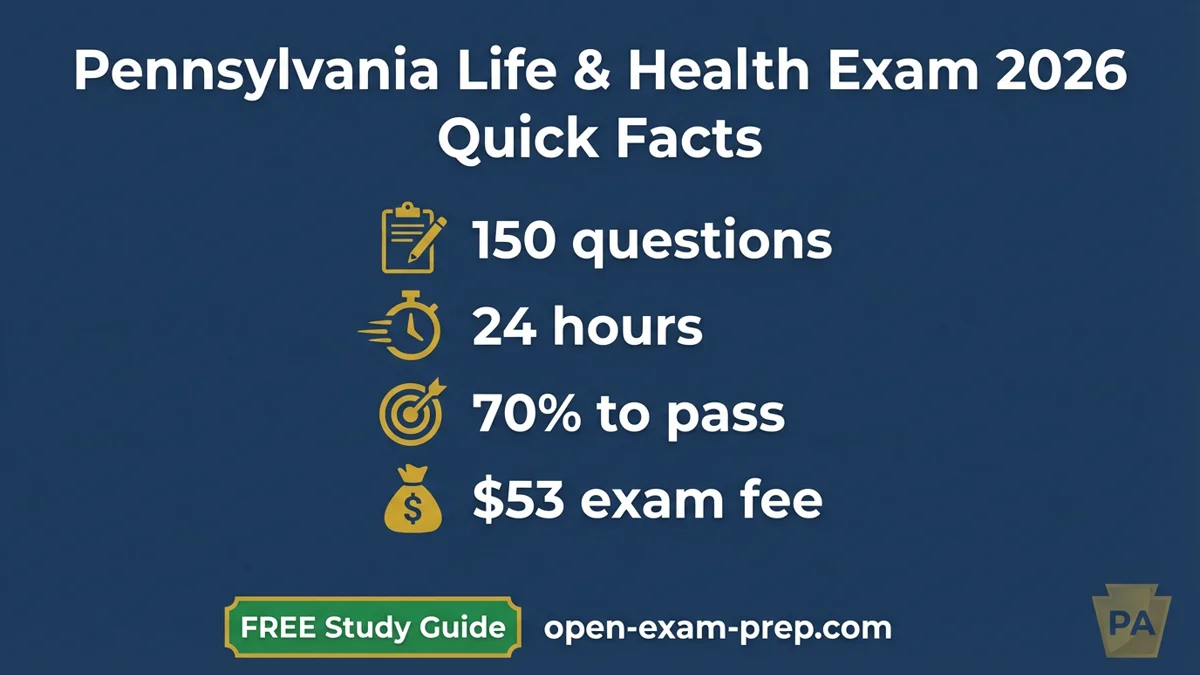 PA Life & Health Exam 2026: 150 questions, 70% pass, $53 fee, no pre-licensing, 24 hours CE