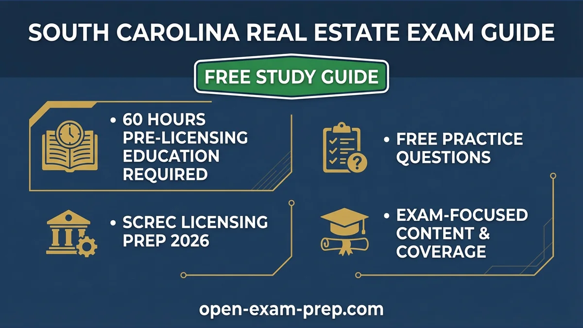 South Carolina Real Estate Exam 2026: 120 questions, 70% passing score, 90 hours education required