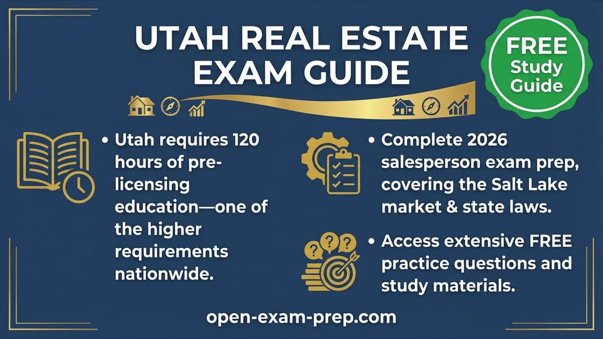 Utah Real Estate Exam 2026: 130 questions, 70 scaled passing score, 120 hours education, Silicon Slopes market