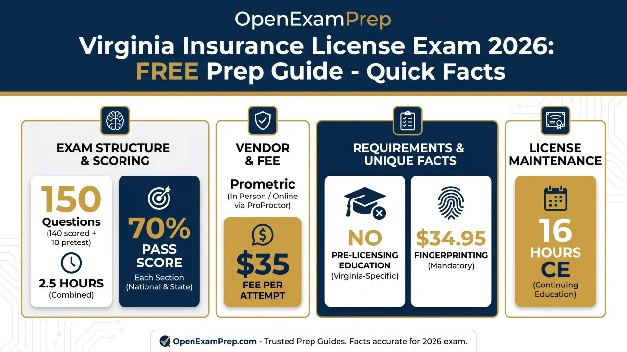 Virginia Life & Health Exam 2026: 150 questions, 70% pass, $35 fee, 16 hours CE