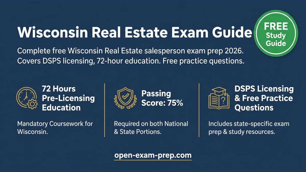 Wisconsin Real Estate Exam 2026: 140 questions, 75% weighted passing score, 72 hours education
