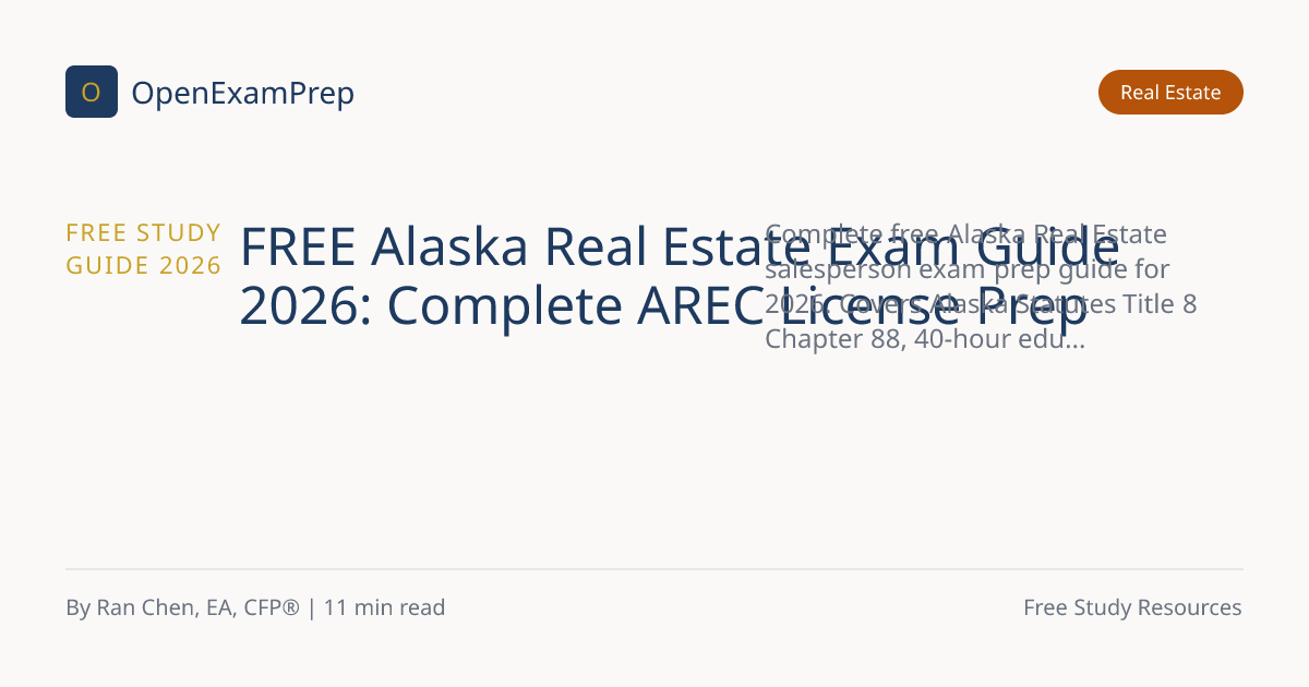 FREE 2026 Alaska Real Estate Exam Guide AS 08 88 75 Opengraph Image