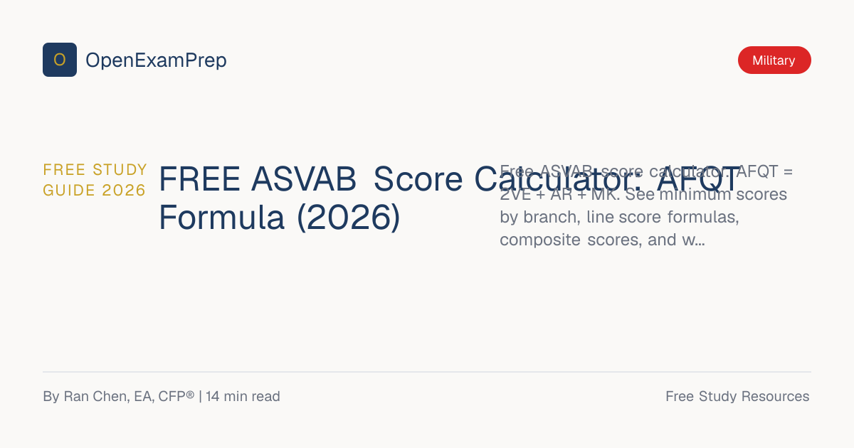 ASVAB Score Calculator: AFQT + Line Scores (2026) | OpenExamPrep
