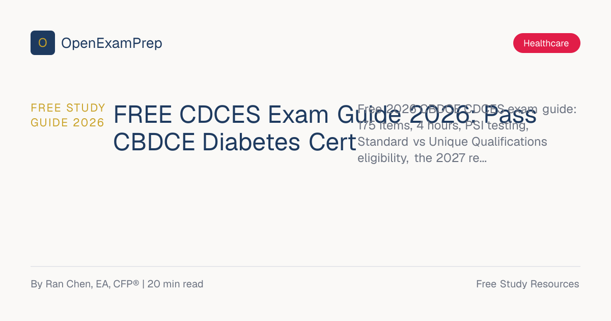 FREE CDCES Exam Guide 2026: CBDCE Diabetes Cert Prep | OpenExamPrep