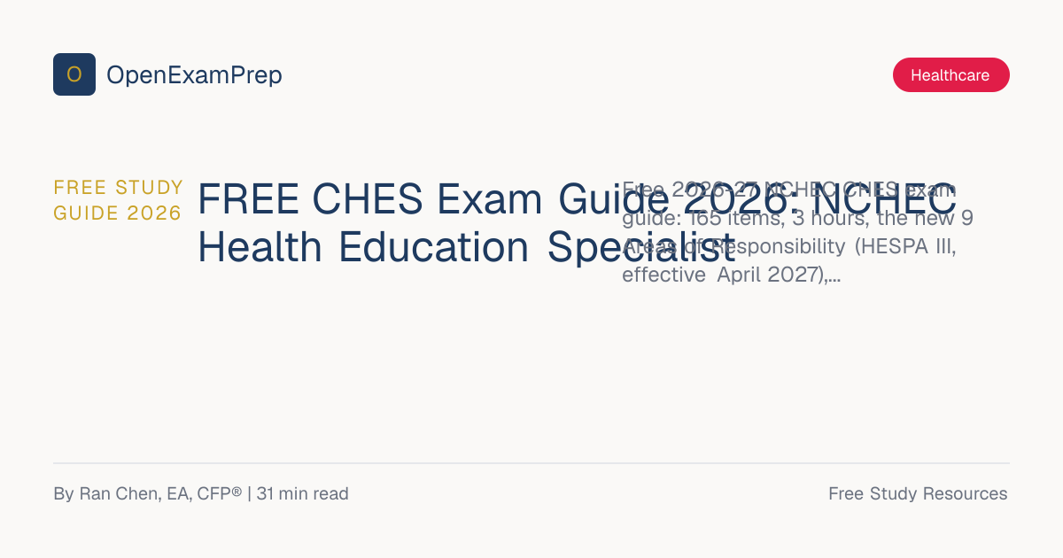 FREE CHES Exam Guide 2026: NCHEC Health Educator Prep | OpenExamPrep