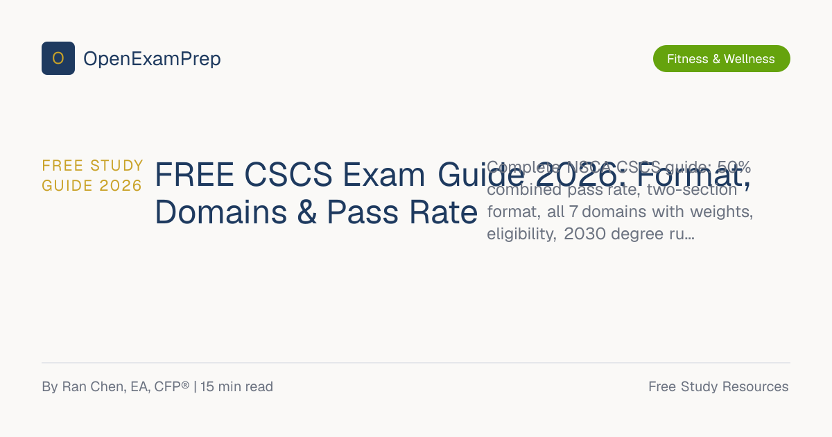 FREE CSCS Exam Guide 2026: Format, Domains & Pass Rate | OpenExamPrep