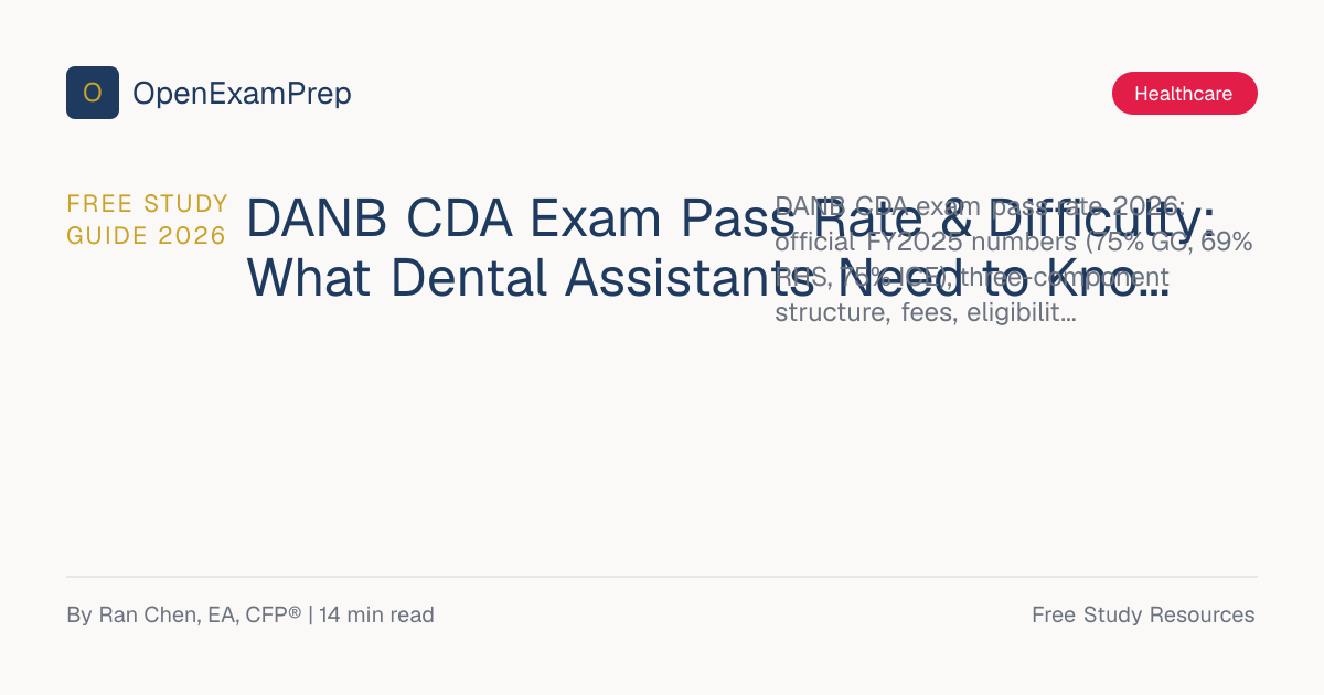 DANB CDA Pass Rate 2026: Official 75% GC, 69% RHS | FREE | OpenExamPrep