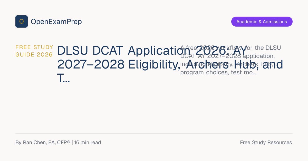 FREE DLSU DCAT Application Guide 2026 | OpenExamPrep