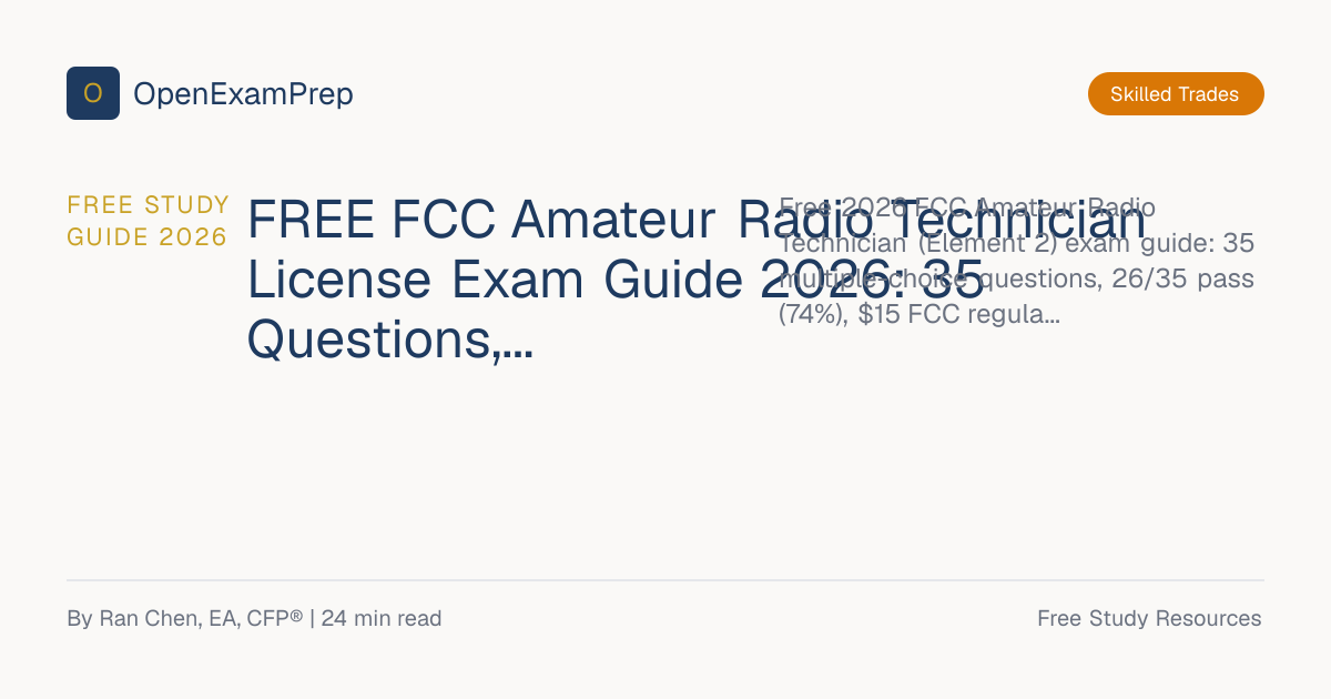 FREE FCC Amateur Radio Technician License Exam Guide 2026 | OpenExamPrep