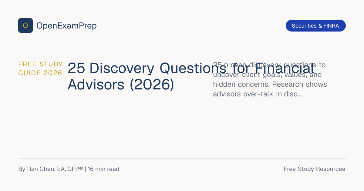 25 Discovery Questions for Financial Advisors (2026) | OpenExamPrep