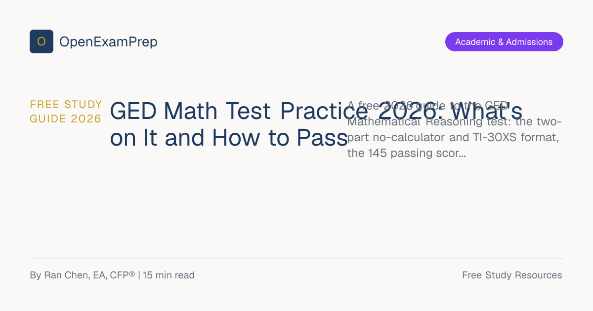 GED Math Practice Test 2026: How to Pass (FREE) | OpenExamPrep