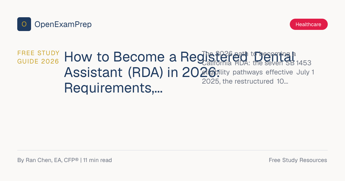 How to Become an RDA in 2026: Requirements & Exam | OpenExamPrep
