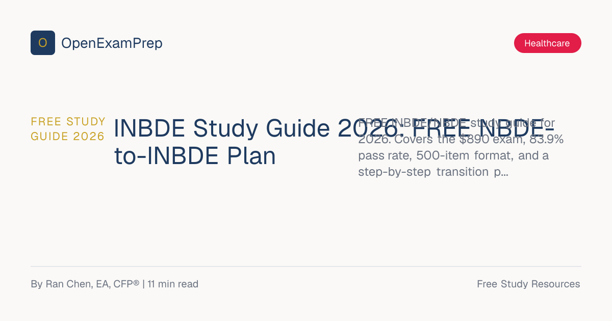 INBDE Study Guide 2026: FREE NBDE-to-INBDE Plan | OpenExamPrep