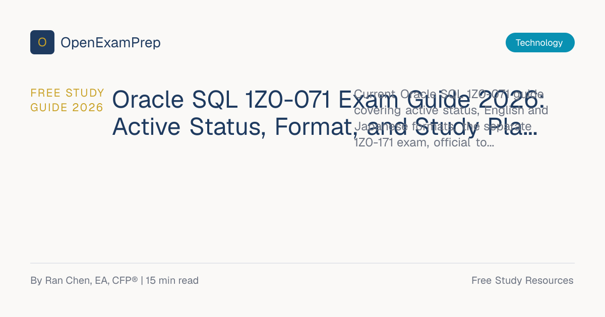 Oracle SQL 1Z0-071 Guide 2026: Status and Format | OpenExamPrep