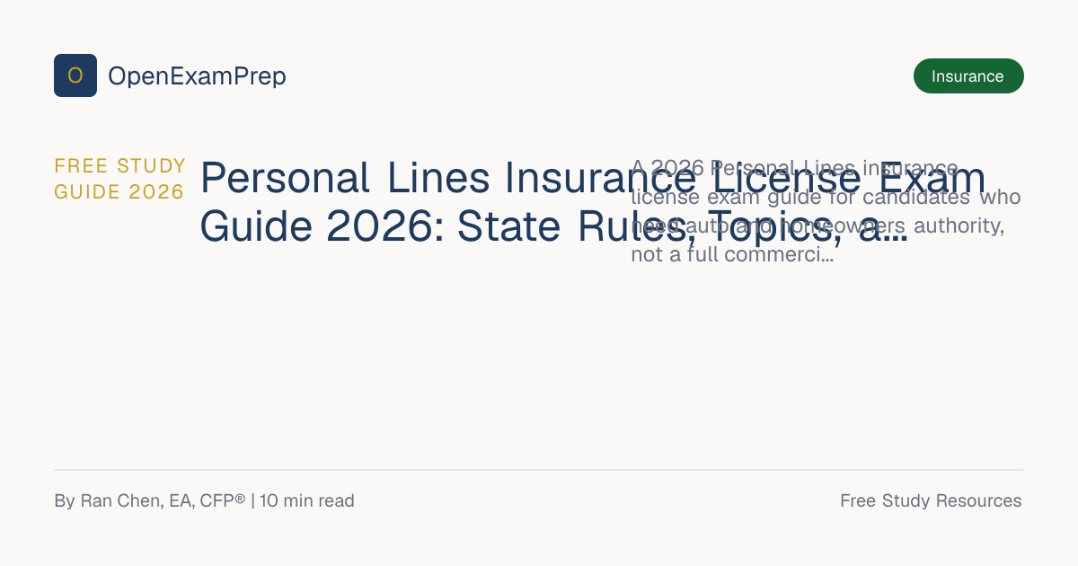Personal Lines Insurance Exam Guide 2026 | OpenExamPrep