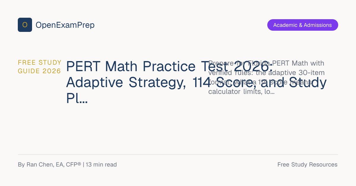 PERT Math Practice Test 2026: 114 & Adaptive Plan | OpenExamPrep