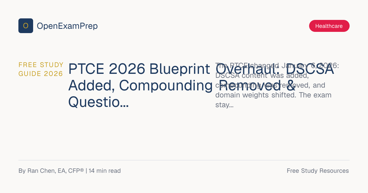 FREE PTCE 2026 Blueprint Changes | DSCSA & Question Formats | OpenExamPrep