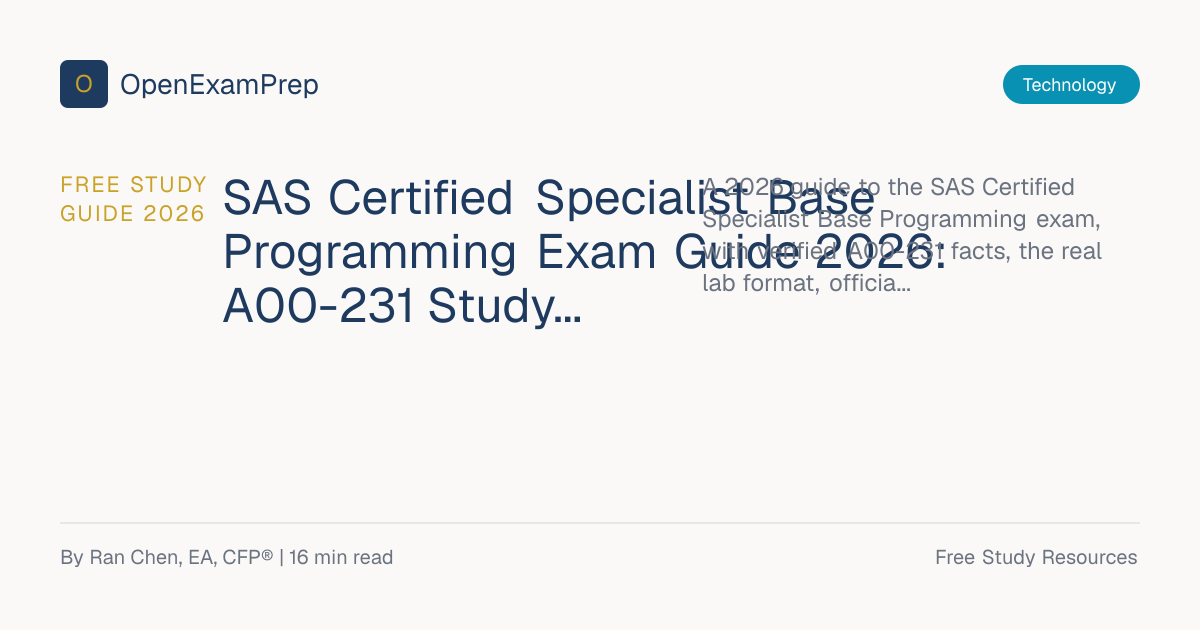 SAS Base Programming Exam Guide 2026 | OpenExamPrep