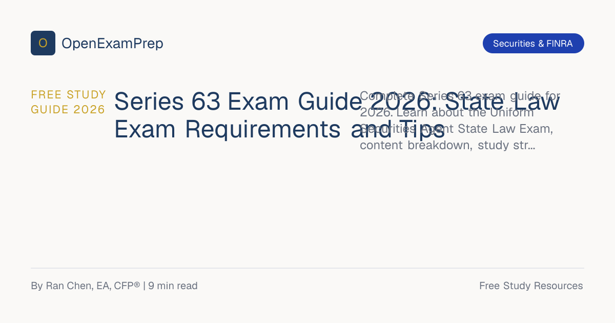 FREE Series 63 Exam Prep 2026: State Law Exam Study Guide | OpenExamPrep