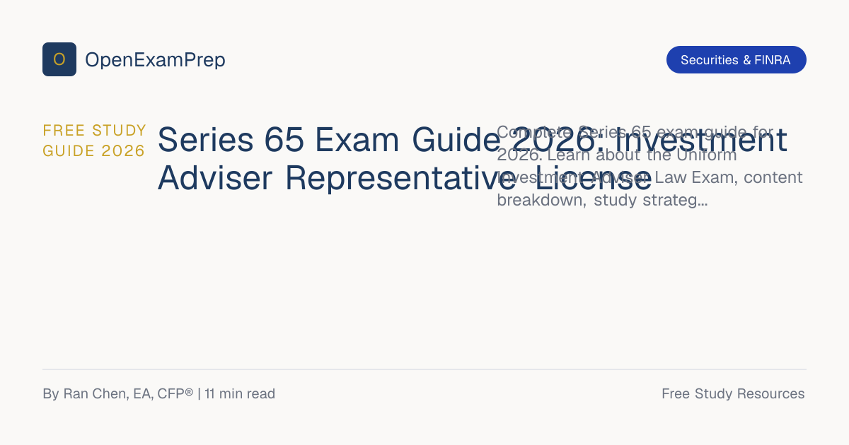 FREE Series 65 Exam Prep 2026 | Investment Adviser Guide | OpenExamPrep