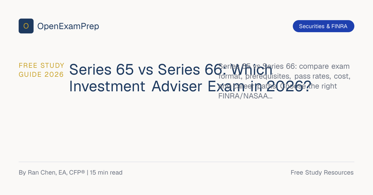 Series 65 vs 66 FINRA Exam 2026 FREE Guide | OpenExamPrep