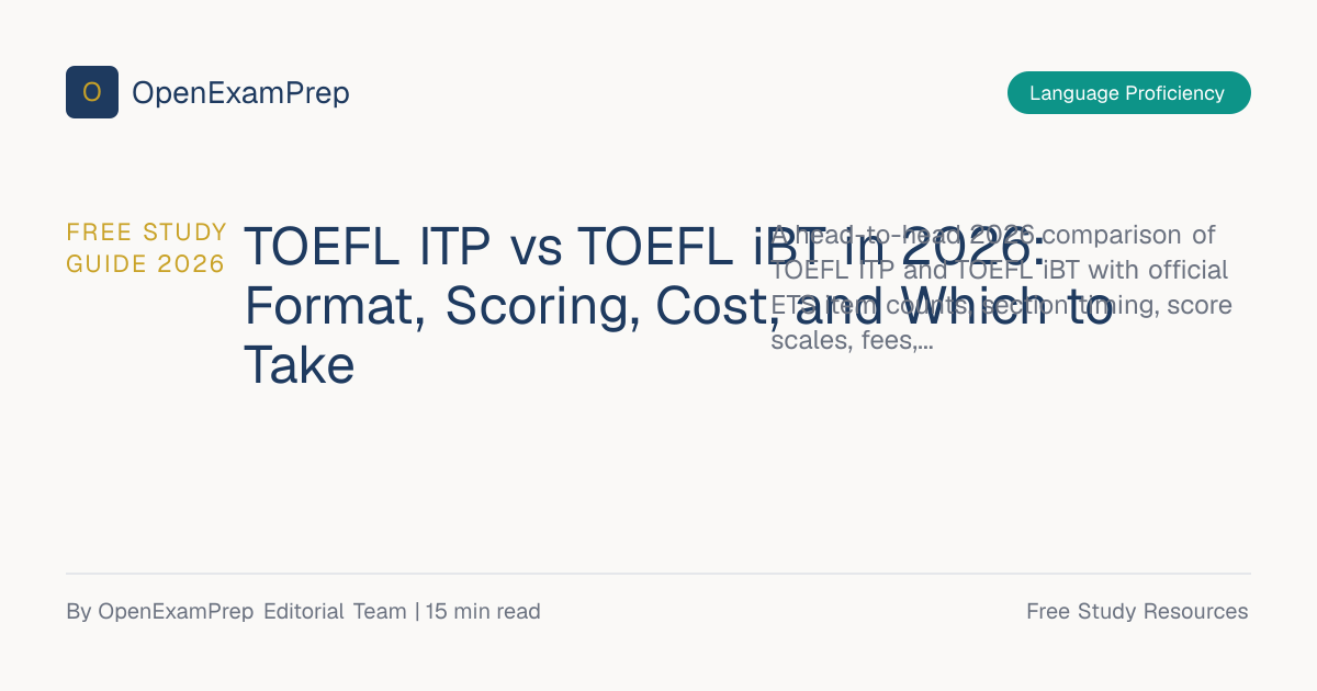 FREE TOEFL ITP vs TOEFL iBT 2026: Which to Take? | OpenExamPrep